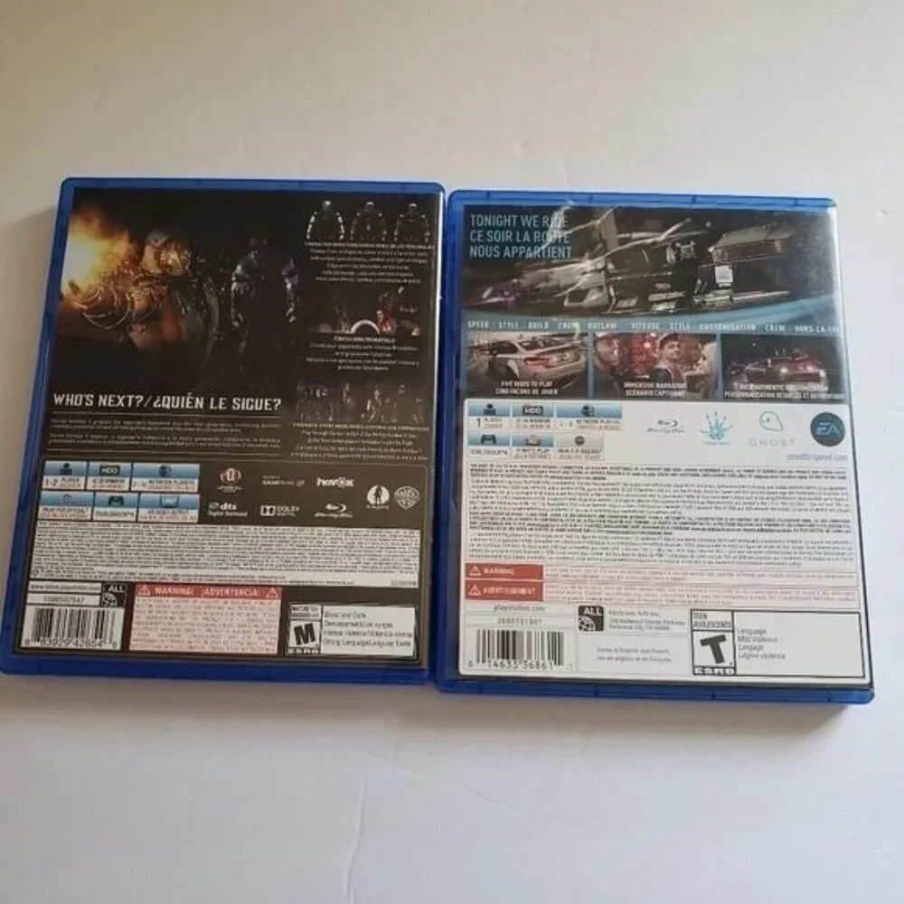 Play station 4 set of 2 games mortal kombat x & need for speed